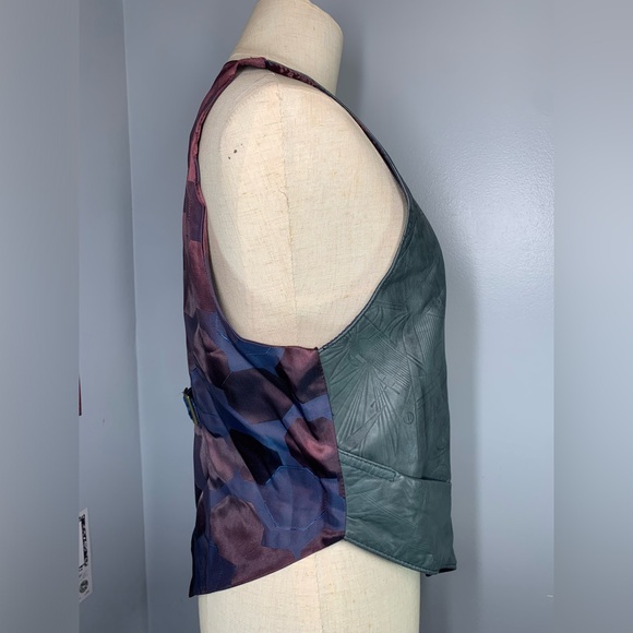 Leather Vest teal Reversible Country core Cottage core Vest - Picture 14 of 15